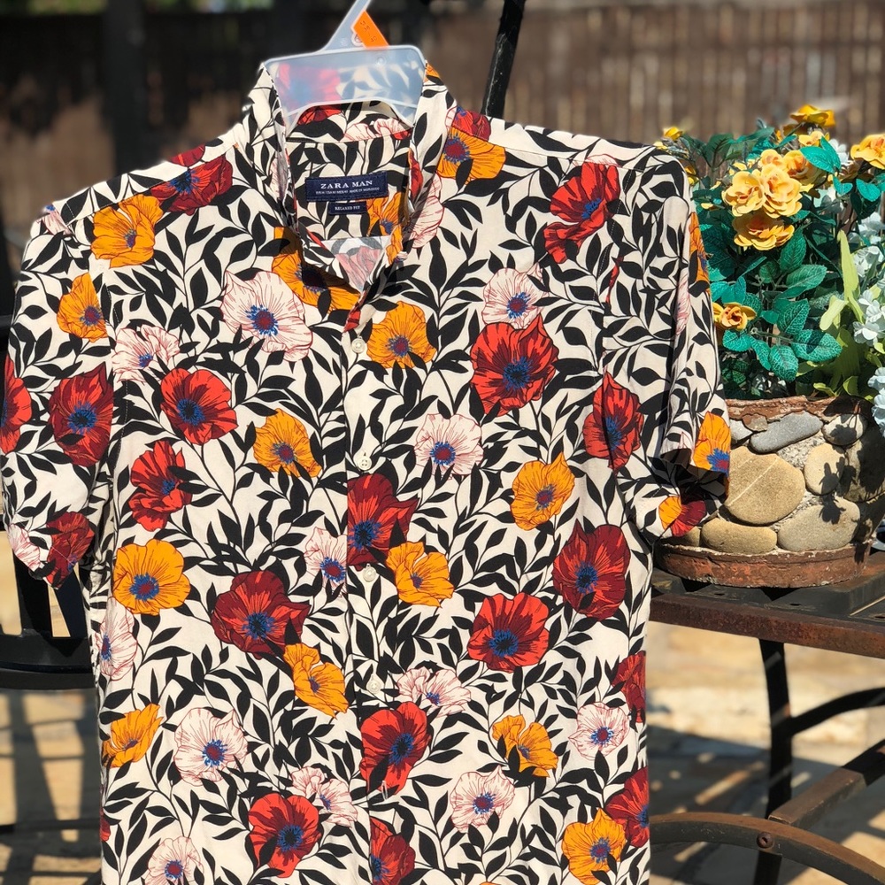 2 Zara short sleeve pattern shirts